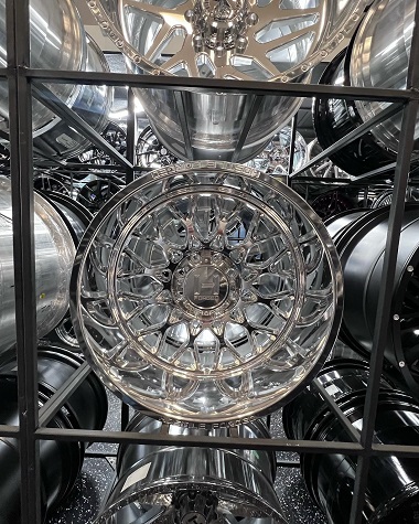 Closeup of Hostile Forged Wheel on shelf